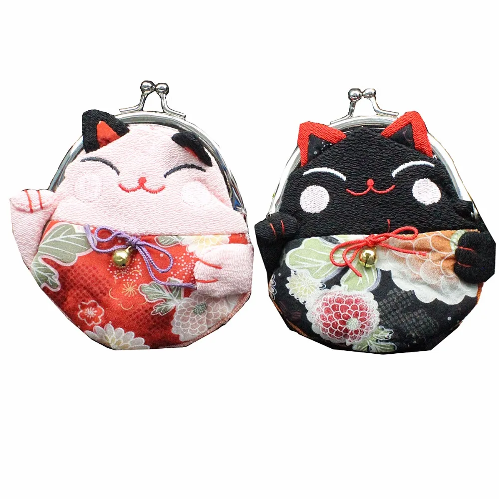 M298 мультфильм кошельки Lucky Cat 5 Стиль Цвет с застежкой в виде нуля; котика, который приносит вам богатство ручной вышивки мешок