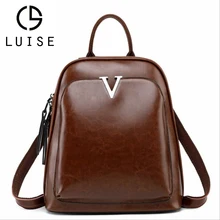 LUISE Brand 2019 New Genuine Leather Retro Backpack Female Brown Shoulder Bag Simple Oil Wax Leather Leisure Travel Backpack LUISE Brand 2019 New Genuine Leather Retro Backpack Female Brown Shoulder Bag Simple Oil Wax Leather Leisure Travel Backpack