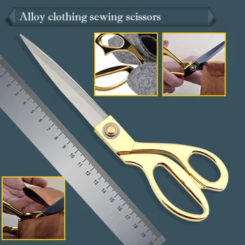 

Leather Craft Fabric Upholstery Tool Dressmaking Tailor Shear Sewing Cut Pinking Scissor Textile Denim Cutter Sewing Tool Gold