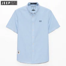 ФОТО jeep spirit shirt summer new business casual loose men's short-sleeved shirts striped lapel 100% cotton mens shirts large size