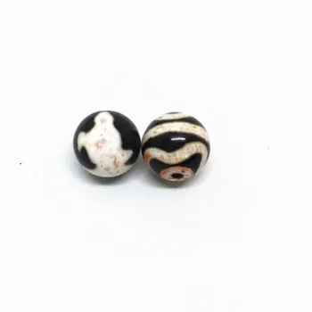 

Loosing Beads Natural Stone Calcification White Color Different Patterns 11.5mm Round Shape Tibetan Dzi Beads For Accessory