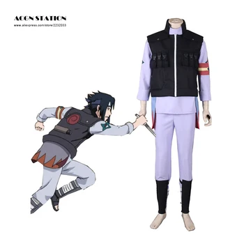 

2018 Free Shipping Anime Product Black Naruto Uchiha Sasuke Customize Cosplay Costume Leaf Village Guard Uniform For Halloween