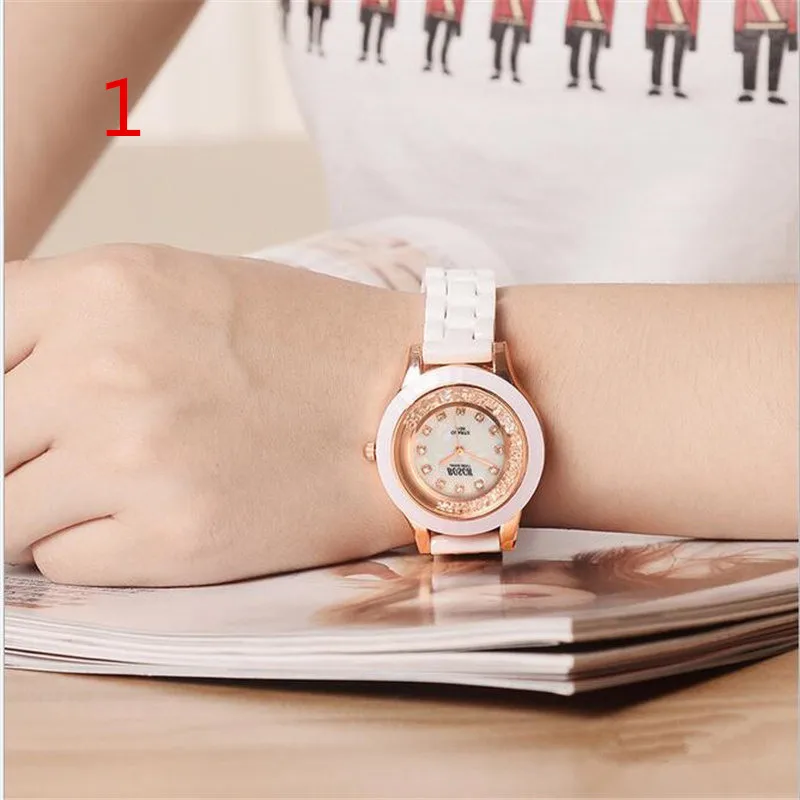 

wang's Student Network Red Watch Female White Ceramic Birthday Gift Quartz Women's Watch 53#