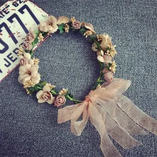 Estilo boêmio mulher coroa de cabelo casamento festa férias grinalda de cabelo guirlanda meninas flor bandana marrom acessórios para o cabelo