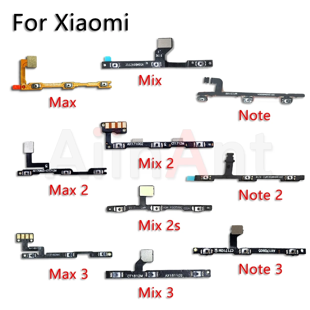 

Aiinant Up Down Button Mute key Switch On Off Volume Power Flex Cable For Xiaomi Mi Note Max Mix 2 2s 3 F1 A3 A2 A1 Lite Pro