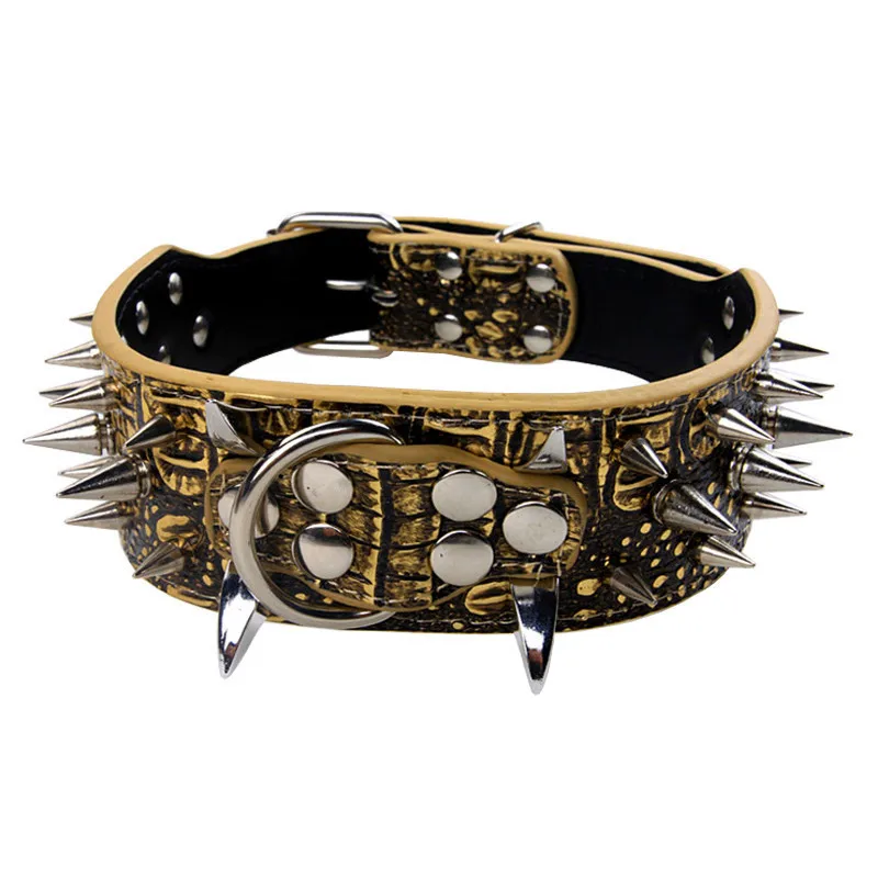 Punk Style Spiked Dog Collar Overbearing Horn Nail Pet Collar for Big