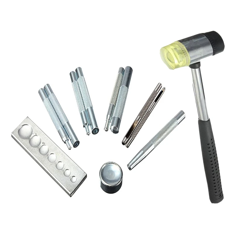 Craft Tool Die Punch Snap Rivet Setter Base Kit For Leather Craft With Hammer
