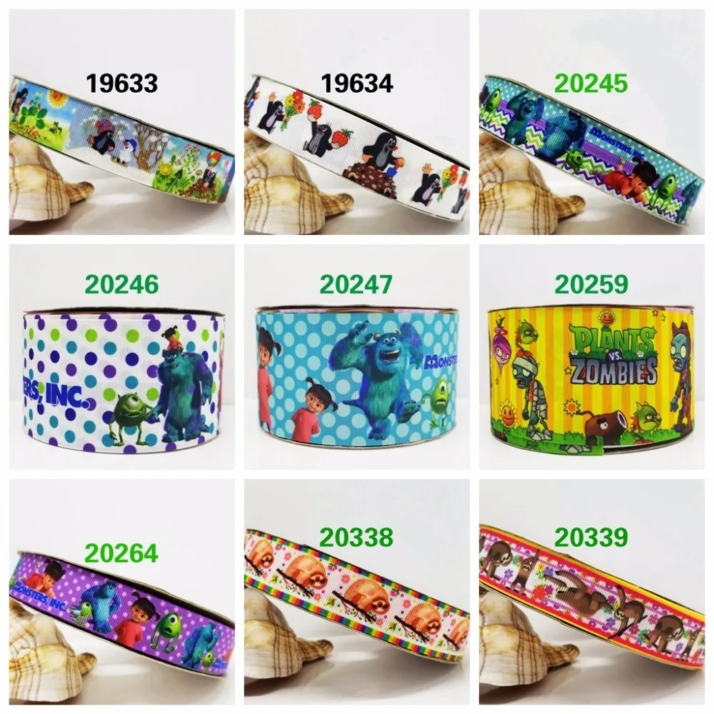 

Free shipping 50 yard per size cartoon ribbon printed grosgrain ribbon 20338