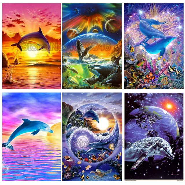 5d Diamond Painting Dolphins Full Diamond Mosaic Embroidery Cross Stitch  Diamond Painting Kits Animal Art Photo Home Decorations - AliExpress