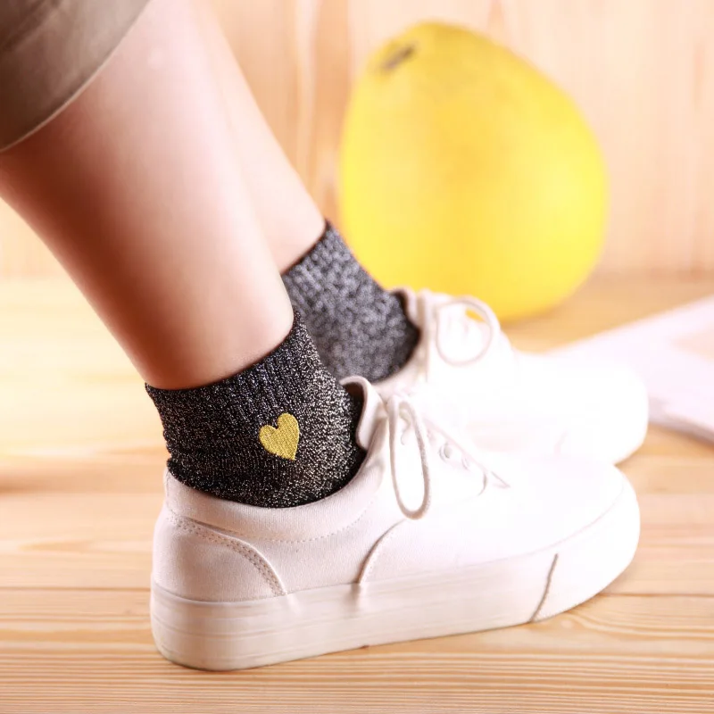 COSPLACOOL-Embroidery-Heart-Love-Glitter-Socks-Women-Fashionable-Silver-Gold-Silk-Colorful-Shining-Sox-Shiny(2)