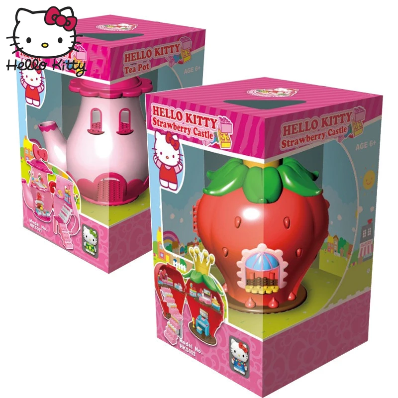 Hello kitty миниатюрный дом Монтессори Малыш игрушка Радуга Красочные Строительные