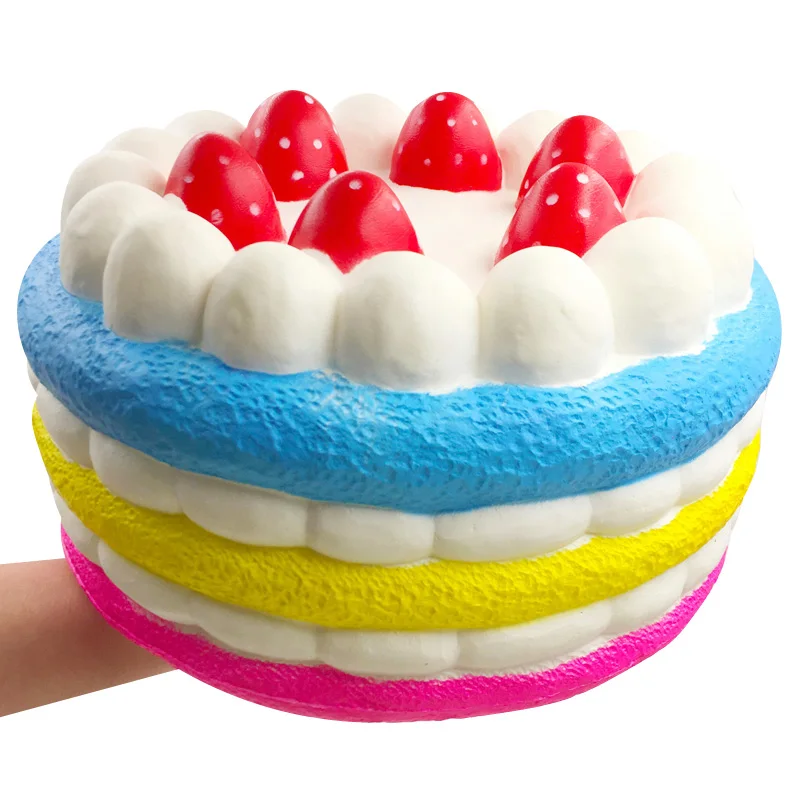 

New Hot Sale Squishy 10inch Gaint Rainbow Strawberry Cake Slow Rising Anti Stress Reliever Squishies Toy Squeeze Funny Toys Gift