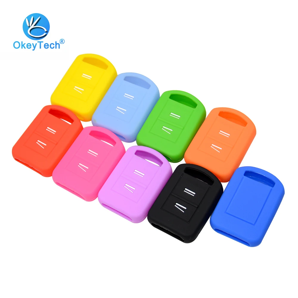 

OkeyTech 2 Buttons Silicone Key Cover Fit for Opel Vauxhall Corsa C Meriva Agila Protector Remote Shell Fob Car Accessories