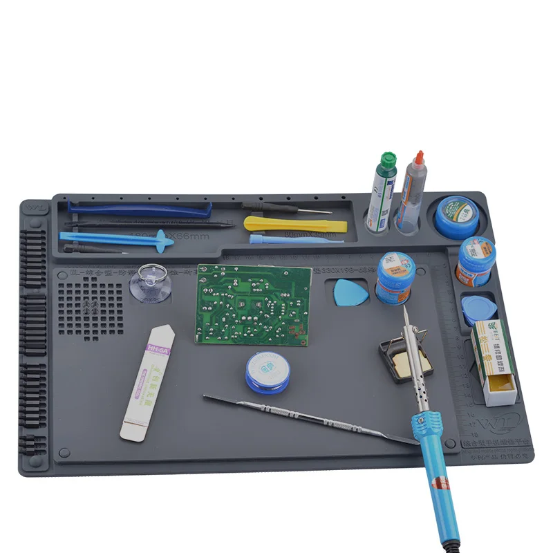 

2 in 1 Multi-function 415x285mm Silicone Mat Table Pad Maintenance Platform BGA Soldering Repair Workstation Durable Station
