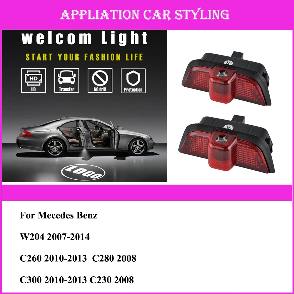 2pcs Auto Products Car Door Light For Mercedes Logo W204 C180 C200 C350 C Class Emblem Ghost Shadow Car-styling | Автомобили и