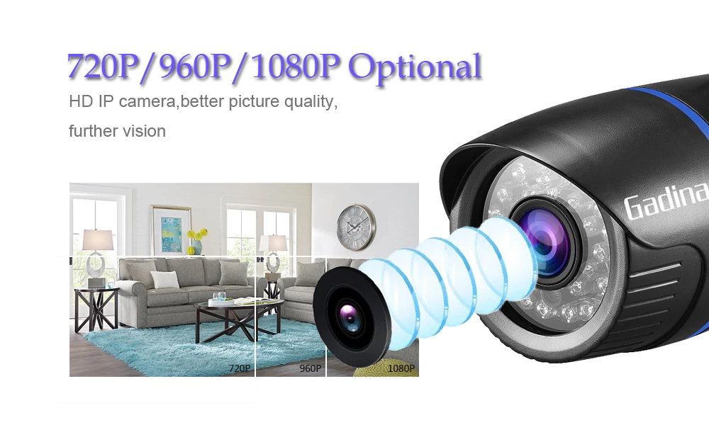 GADINAN 1080P 2MP iCSee H.265X Водонепроницаемая WiFi беспроводная наружная IP камера видеонаблюдения с ИК-ночным видением