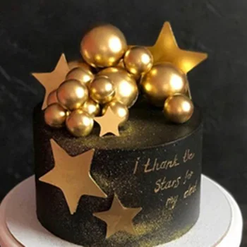 

INS Cupcake Toppers Diy Happy Birthday Cakes Decorations Gold Silver Ball Stars Decors Insert for Carnival Party Favor Supplies