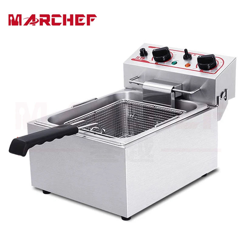 Deluxe 10L Single Tank Stainless Steel Potato Chips Deep Fat Fryer W