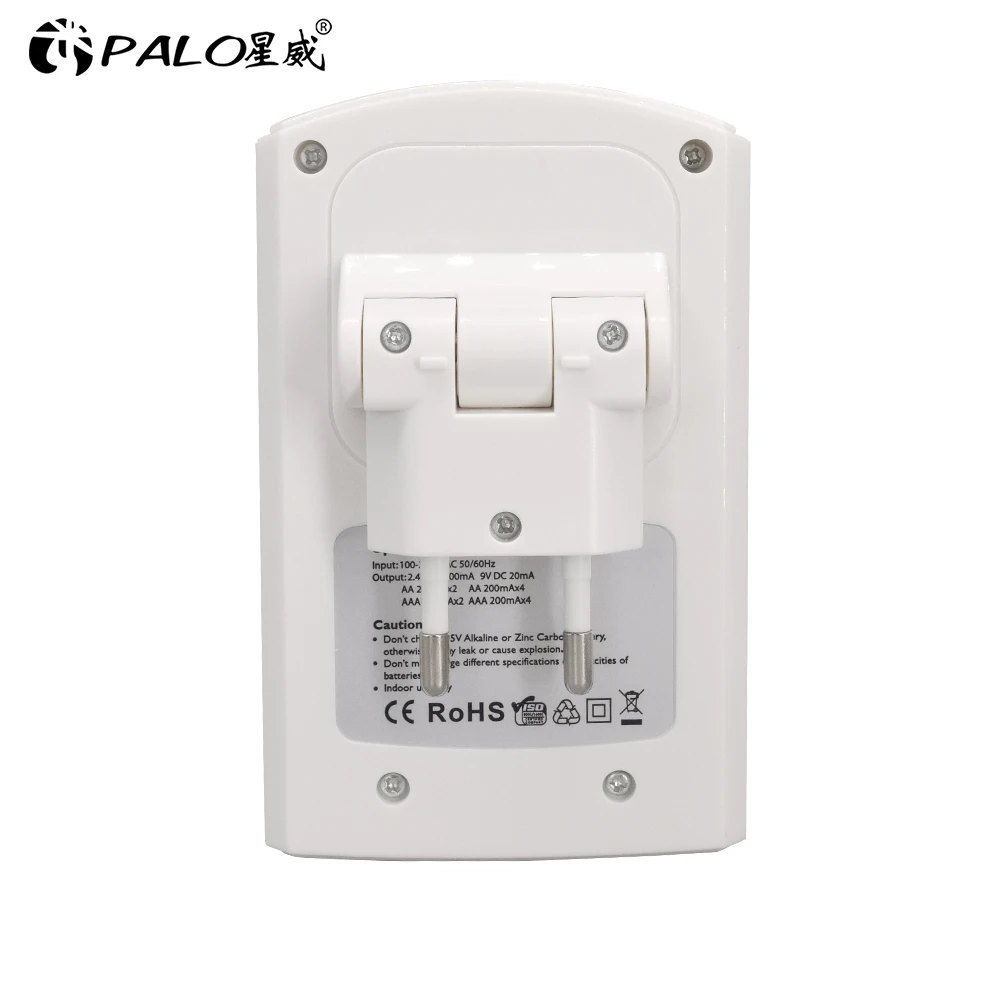 PALO 4 Slots Battery Charger for AA/AAA 9v (6F22) Ni-MH/Ni-Cd Rechargeable Batteries EU US Plug Portable Charging battery charger battery charger adapter