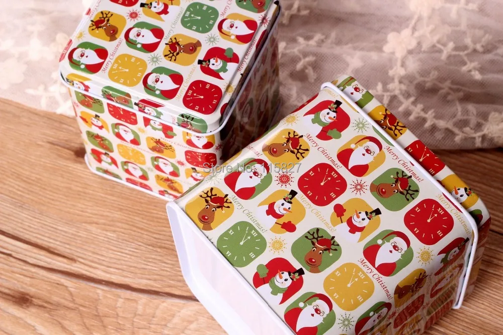 Рождественский человек дизайн подарочная коробка конфетный ящик металлический контейнер железный чай коробка квадратный металлический контейнер