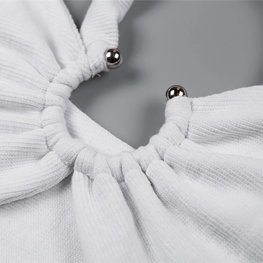 Белые топики OOTN на одно плечо, женские топы с металлическими декоративными элементами,, сексуальный летний топ без рукавов, женские топики