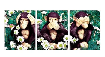 

Full Square Abstract Multi-picture Combination 3pcs Diamond Painting Monkey Diamond Mosaic Animal Decoration Home