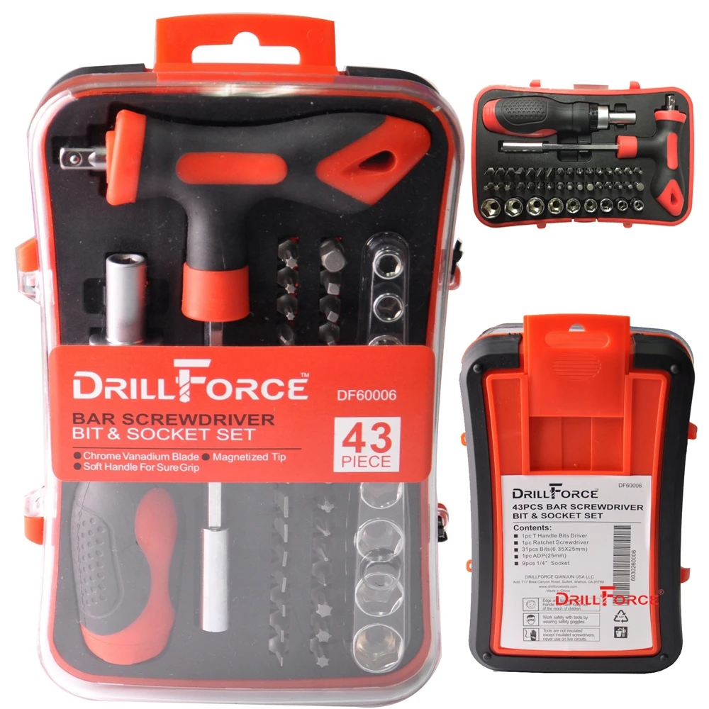 

43PCS Magnetic Screwdriver Socket Set Torx Pozidriv Square Phillips Slotted Bits