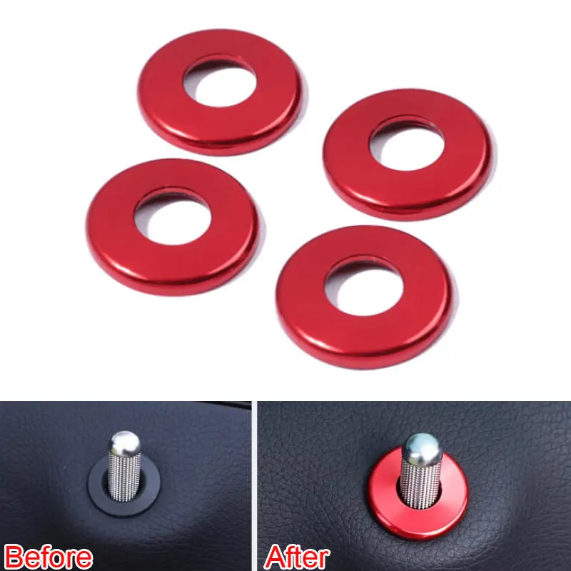 

BBQ@FUKA Car Aluminium Round Door Lock Knob Cover Grommet Trim Covers Fit For Benz-Mercedes C Class 200L/260L 2015 Car-Styling