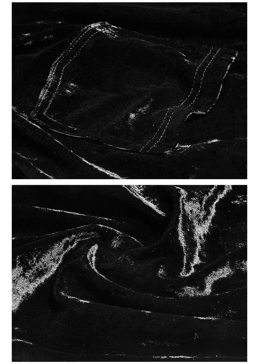 Готический необычный дизайн эластичные расклешенные широкие брюки Капри классические Hallowmas цветок черный бархат расклешенные брюки Панк