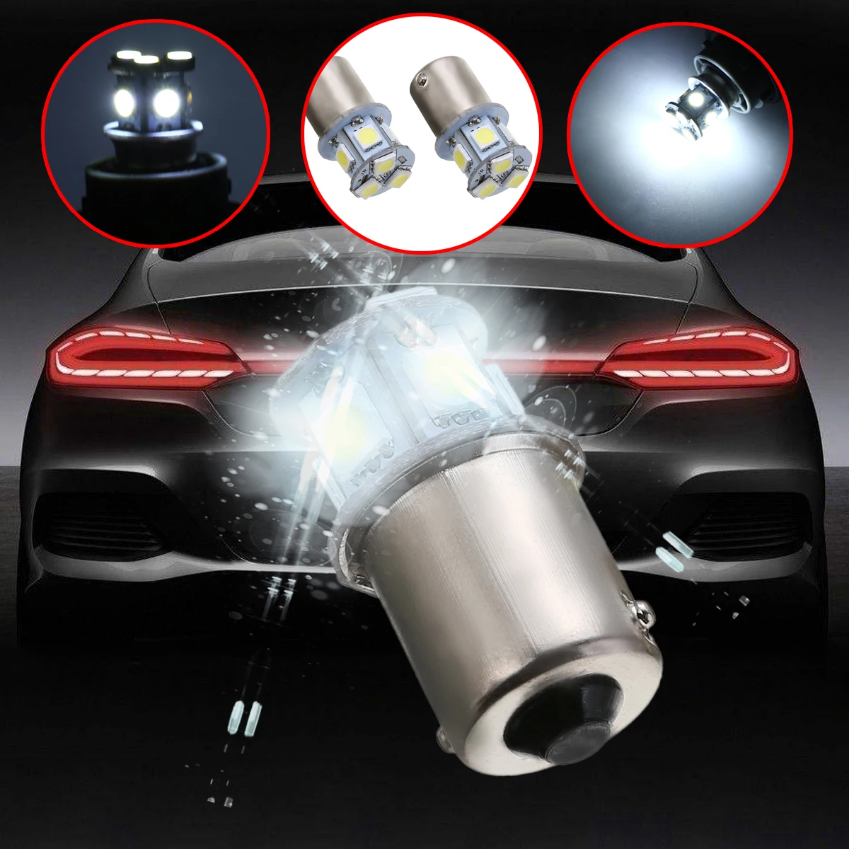 2X DC 12V 1156 Car Brake Light White 5050 8 SMD LED Tail Turn Signal Light Bulb Auto Side Marker Backup Stop Lamp