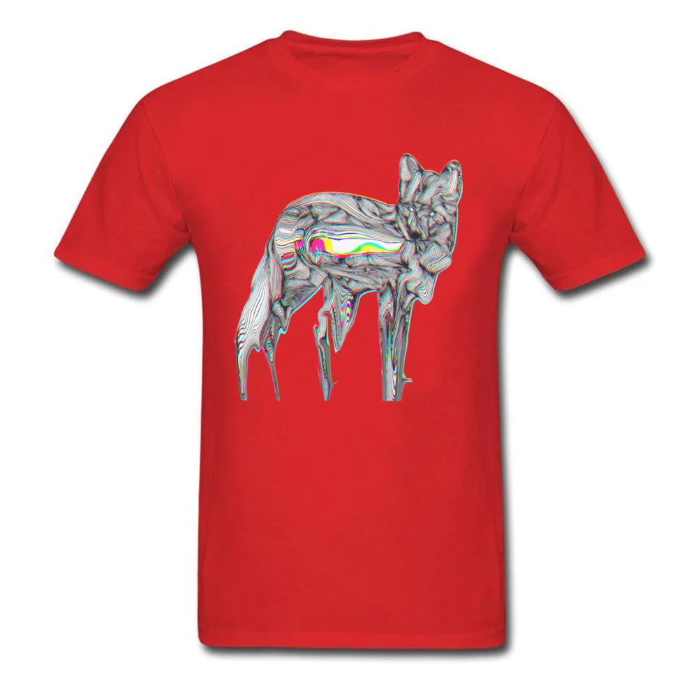 Glitch Fox 100% Cotton Casual Tops Shirt Cute Short Sleeve Men's Top T-shirts Design Summer Fall Tee-Shirt O Neck Glitch Fox red