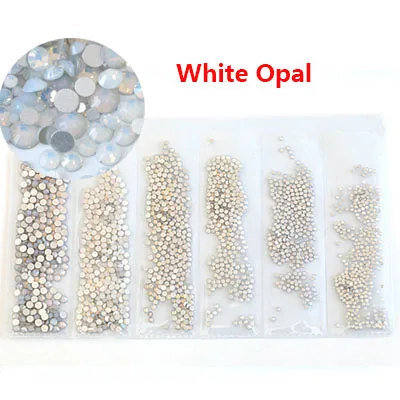 Ss4-ss12 3D украшения для дизайна ногтей блестящие стразы для ногтей стеклянные кристаллы аксессуары Стразы для дизайна ногтей разноцветные стразы - Цвет: white opal