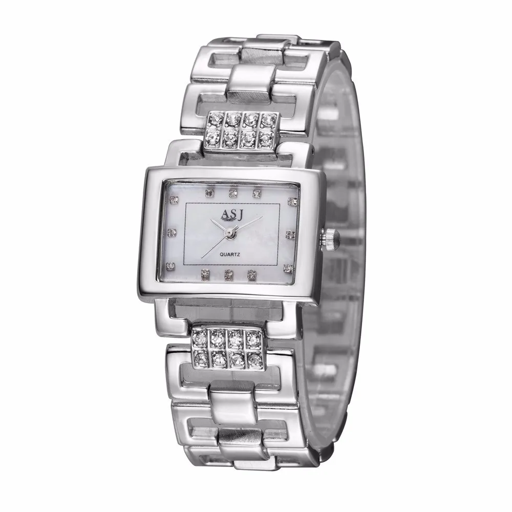 Для женщин diamond Retangle циферблат Элегантный браслет наручные Часы, высокое качество женское платье часы