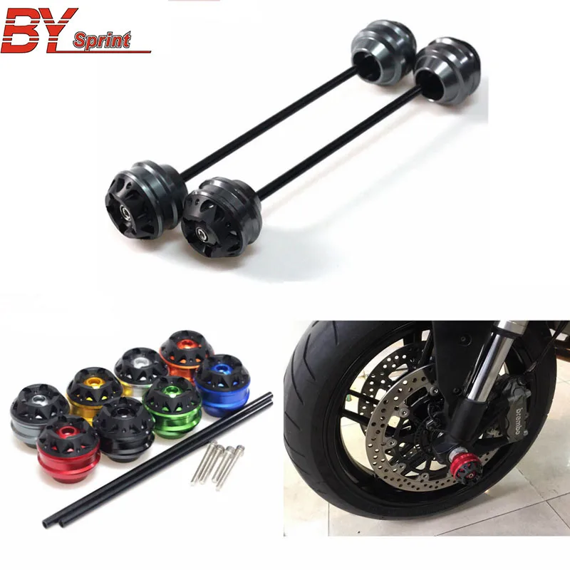 

Motorcycle CNC Accessories Front and rear wheels drop ball / shock absorber For TRIUMPH 675 STREET TRIPLE R 2008-2016
