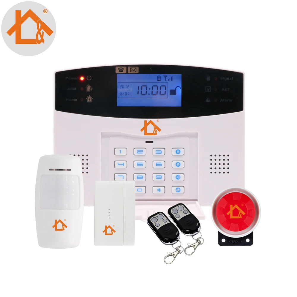 

Russia Voice Security LCD Keypad GSM SMS Home Alarm System With Inner Window Motion Detector Alarms