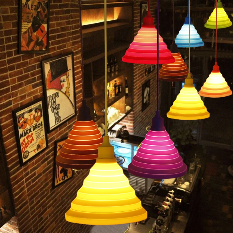 

Nordic creative DIY multi colored bar milk tea shop decorative chandeliers light children's room window silicone Chandelier lamp