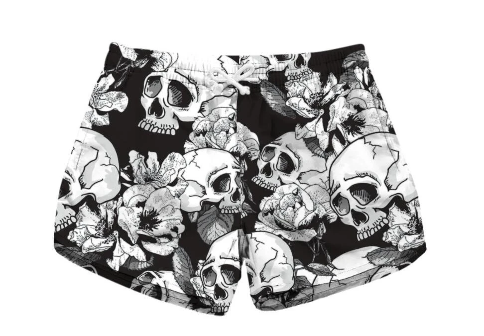 

Beach Pants Shorts Homme De bain Women Female Quick Dry Summer Personality Beach Skull Pattern Swim Trunks Sports 2019