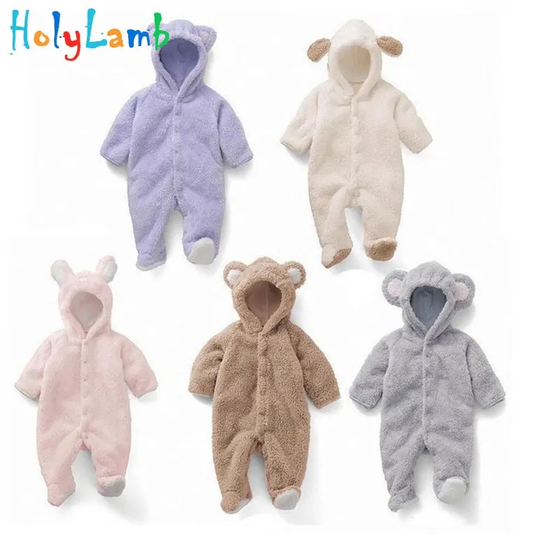 

Winter Warm Coral Fleece Infant Baby Romper Cartoon Winter Jumpsuit Long Sleeve Boys Girls Animal Overall Baby Winter Clothes