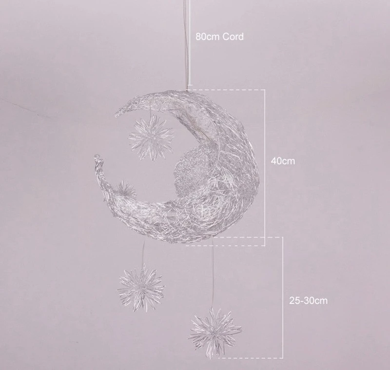 Modern Moon Star Pendant Light Christmas Decorations Creative Personality Children Bedroom Aluminum for Home Fixture Lighting (1)