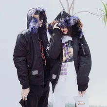 Men Women Winter Thick Casual Hooded Parkas Jacket Male High Street Fashion Fur Collars Bomber Cotton Coat Outerwear