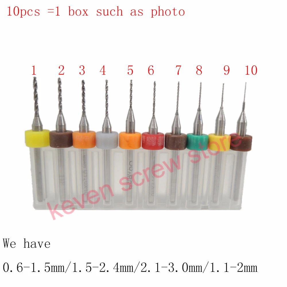 10 шт./компл. 0,6-1,5/1,5-2,4/2,1-3,0/1,1-2 мм твердого сплава PCB печатная плата карбида микро-сверла, инструмент для SMT станок с ЧПУ