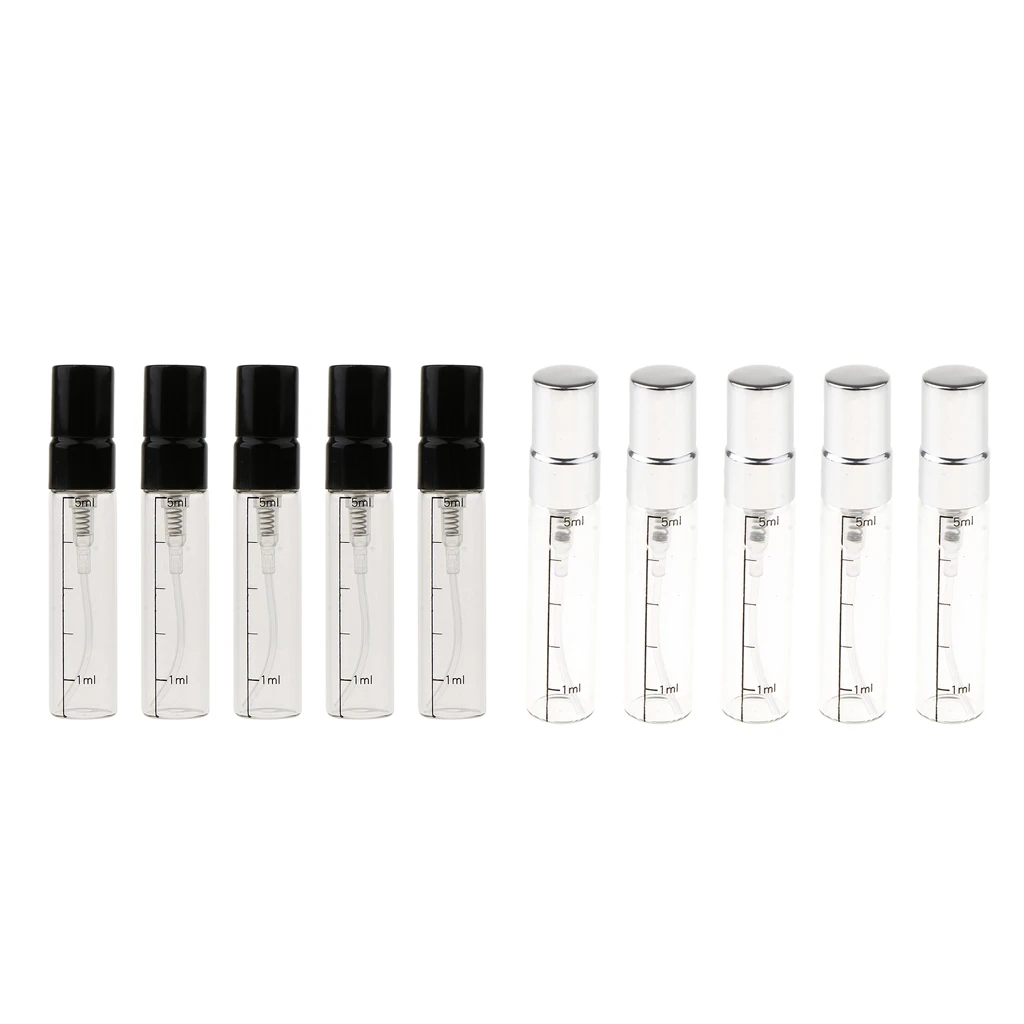 Lots 10 Exquisite Travel Glass Misting Bottles w/ Pump Sprayer, Empty Clear Perfume Atomizer for Cologne Splash Storage