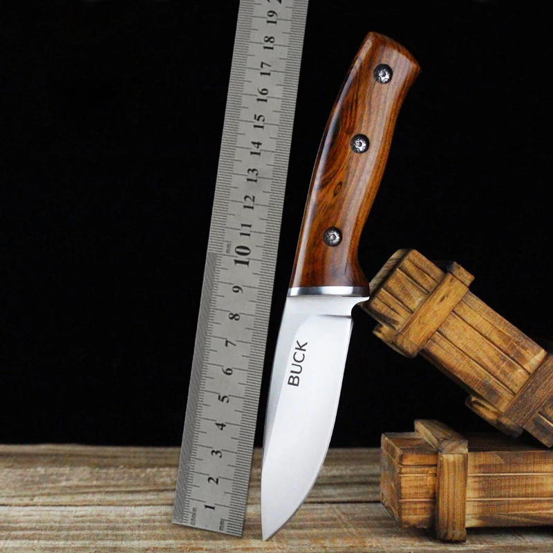 Bright Wood Handle Fixed Blade Knife Tactical Hunting Knife Survival