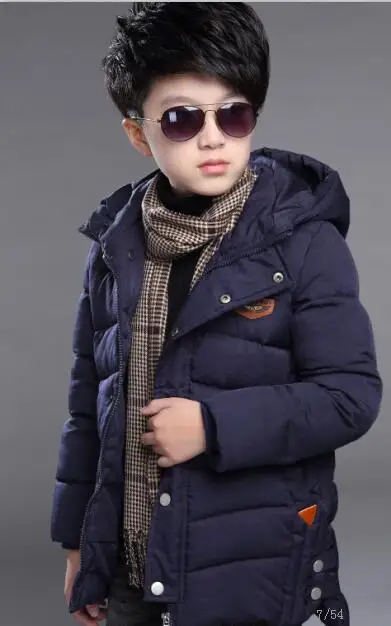 Новая зимняя детская одежда Jenya Повседневная хлопковая однотонная куртка с капюшоном для маленьких мальчиков детская От 4 до 14 лет утепленная уличная одежда и пальто - Цвет: blue Cotton