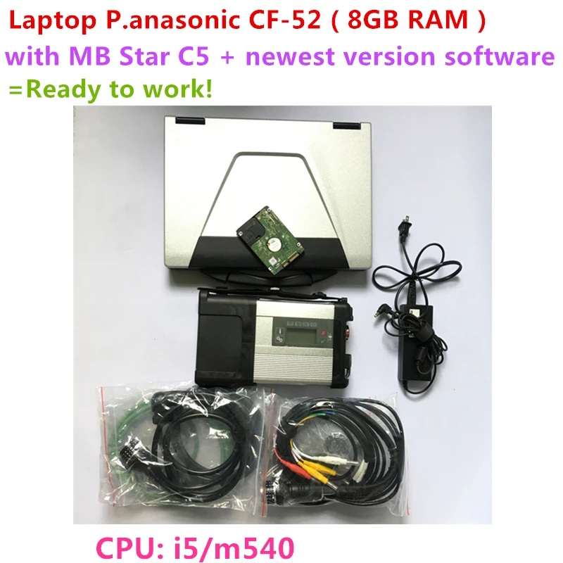Best MB STAR C5 + Laptop 8GB RAM CF 52 CF52 + mb c5 2019.12V Software in HDD Vediam0 DTS MB SD Connect C5 Ready to use free shipping