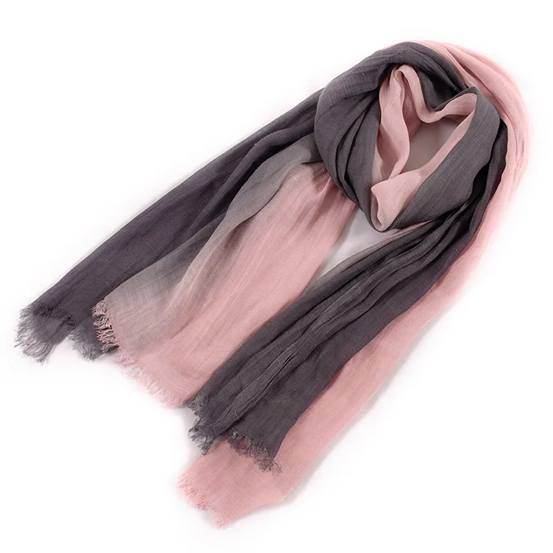 Хлопковые льняные шарфы для женщин, мягкая теплая воздушная шаль, хиджаб для осени и зимы, мусульманский хиджаб, женский шарф