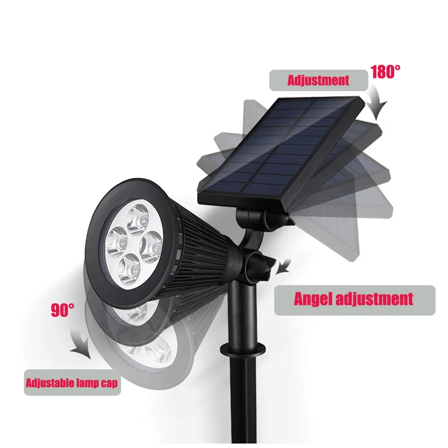 Светодиодный Солнечный газон уличный светильник водонепроницаемый регулируемый садовый светильник прожектор со вставкой наземный настенный