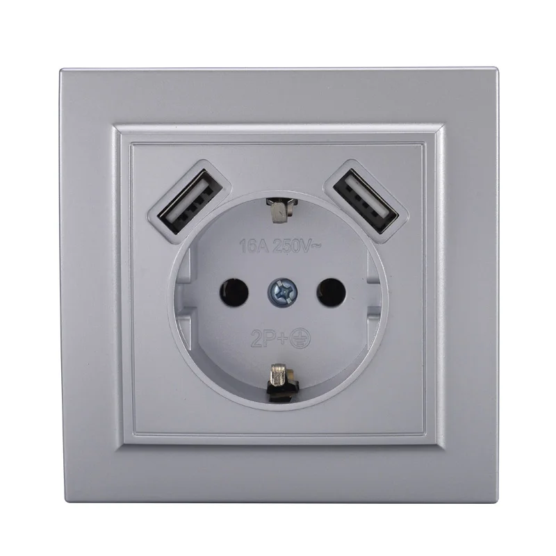 

Double USB Ports and Electric Wall USB Socket Free shipping Charger adapter EU socket5 V 2A , switch Power dock charging EP-19