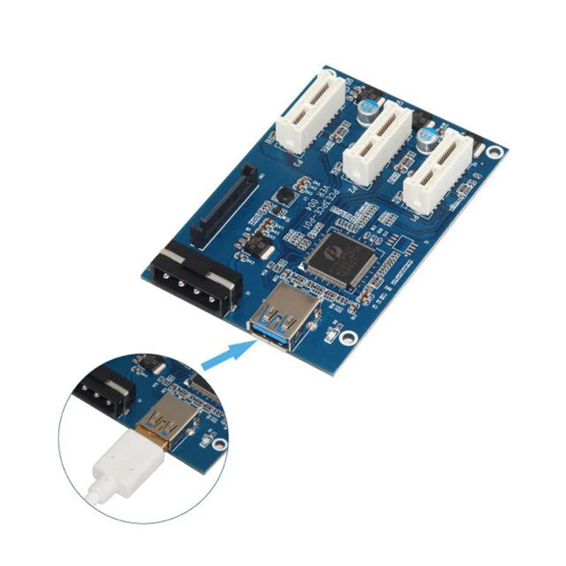 PCI-E To PCIe Riser Card 1 to 3 Port 1X Switch Multiplier Expander HUB Riser Expansion USB 3.0 PCI-E Post Card Pci Sata Adapter