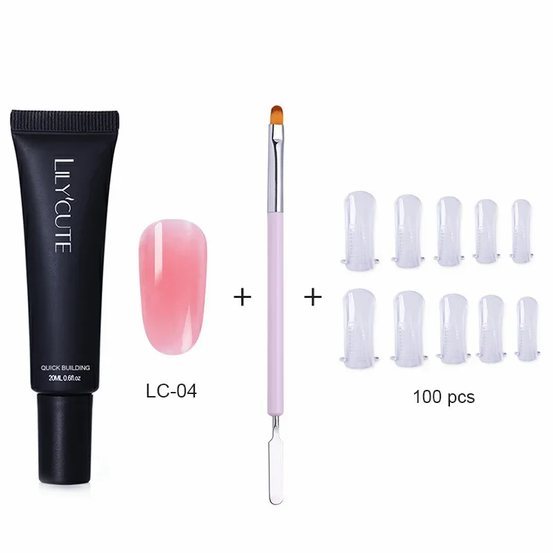 3pcs-LC04 LILYCUTE поли УФ-гель набор акриловый кристалл лак для ногтей набор лак для быстрого наращивания гель розовый, белый, прозрачный СВЕТОДИОДНЫЙ УФ-набор для ногтей - Цвет: 3pcs-LC04